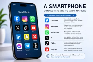 smartphone showing popular social media apps